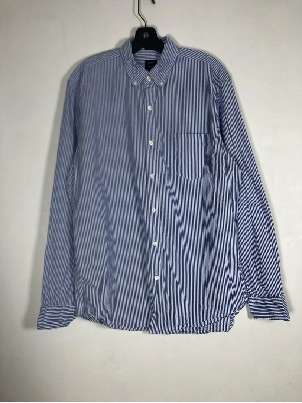 J.Crew Flex Washed Classic Fit Blue White Striped Shirt Men's Size M Office